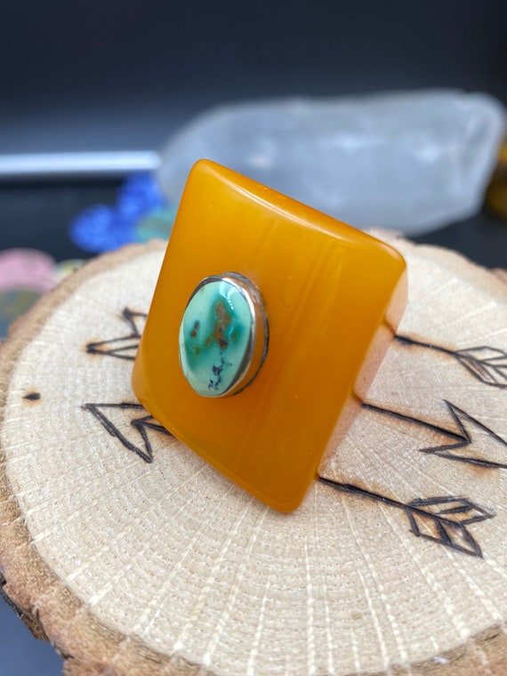 cuff or pendant Large 126ct Chrysocolla with Iron from Morenci Free shipping in the USA. Your Size Ring