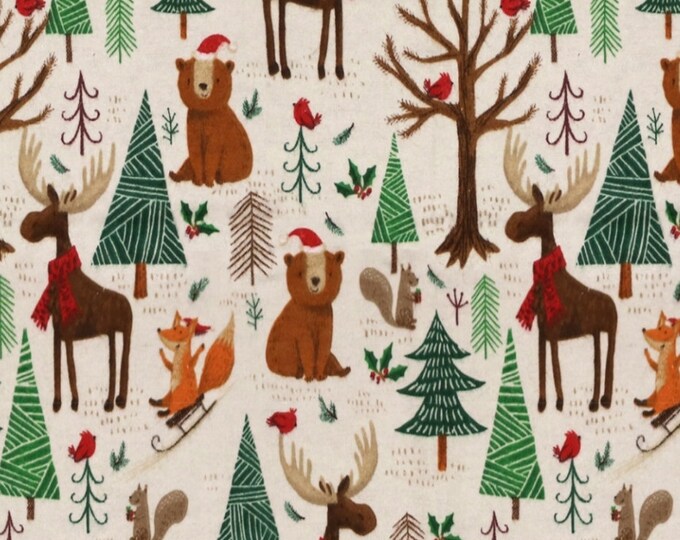 Fitted Flannel Crib Sheetforest Holiday Animalschristmas Etsy