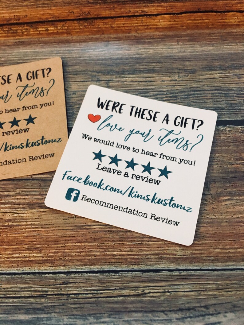 Gift Recipient Feedback Review Card Customized for Small Etsy