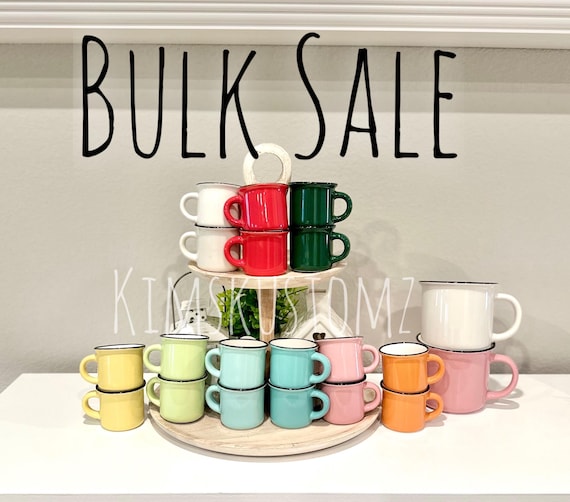 Bulk Blank Ceramic MINI Mugs 2.4oz | 10-20 MUGS | Blank Mini Mugs | Espresso Mugs | Tiered Tray | Bulk Sale | Destash