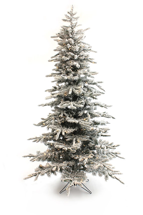 5ft Pre lit Slim Flocked Christmas Tree W Clear 250 LED Dia 40