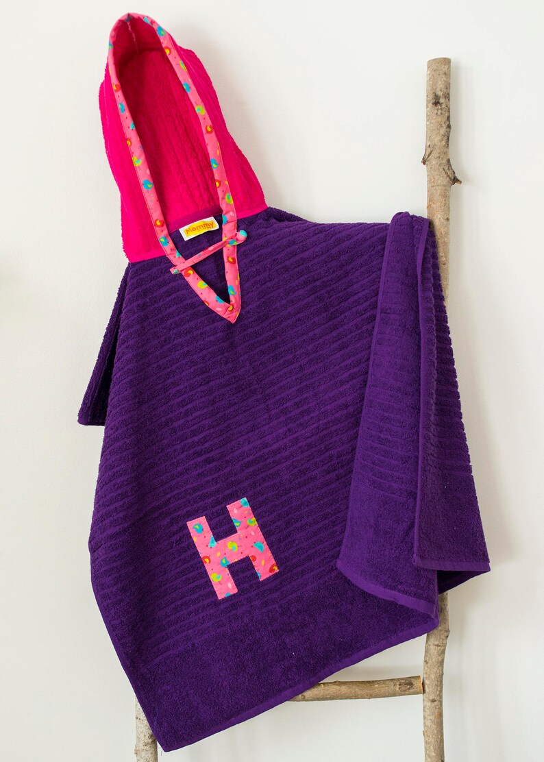 Hooded Towel Poncho Boy or Girl print Bath or beach towel Purple /& Bright Pink Kids hooded towel. your choice