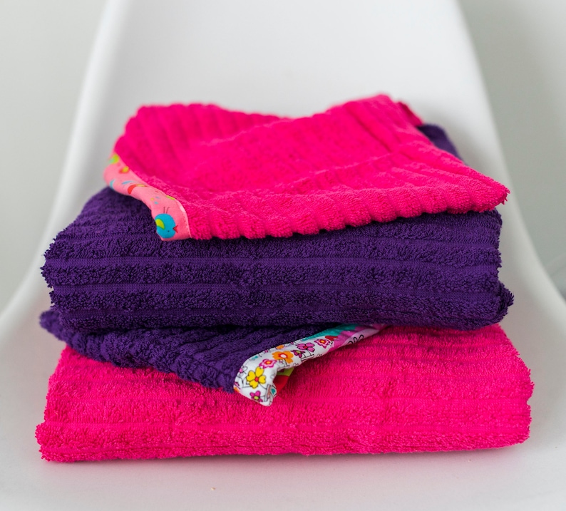 Hooded Towel Poncho Boy or Girl print Bath or beach towel Purple /& Bright Pink Kids hooded towel. your choice