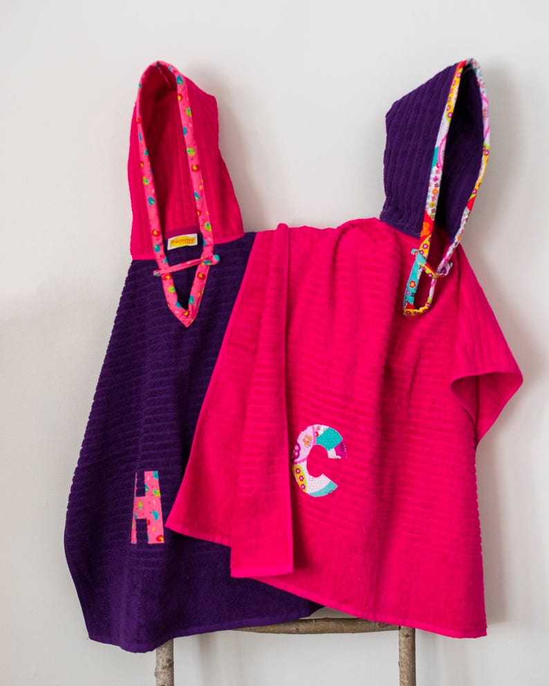 Hooded Towel Poncho Boy or Girl print Bath or beach towel Purple /& Bright Pink Kids hooded towel. your choice