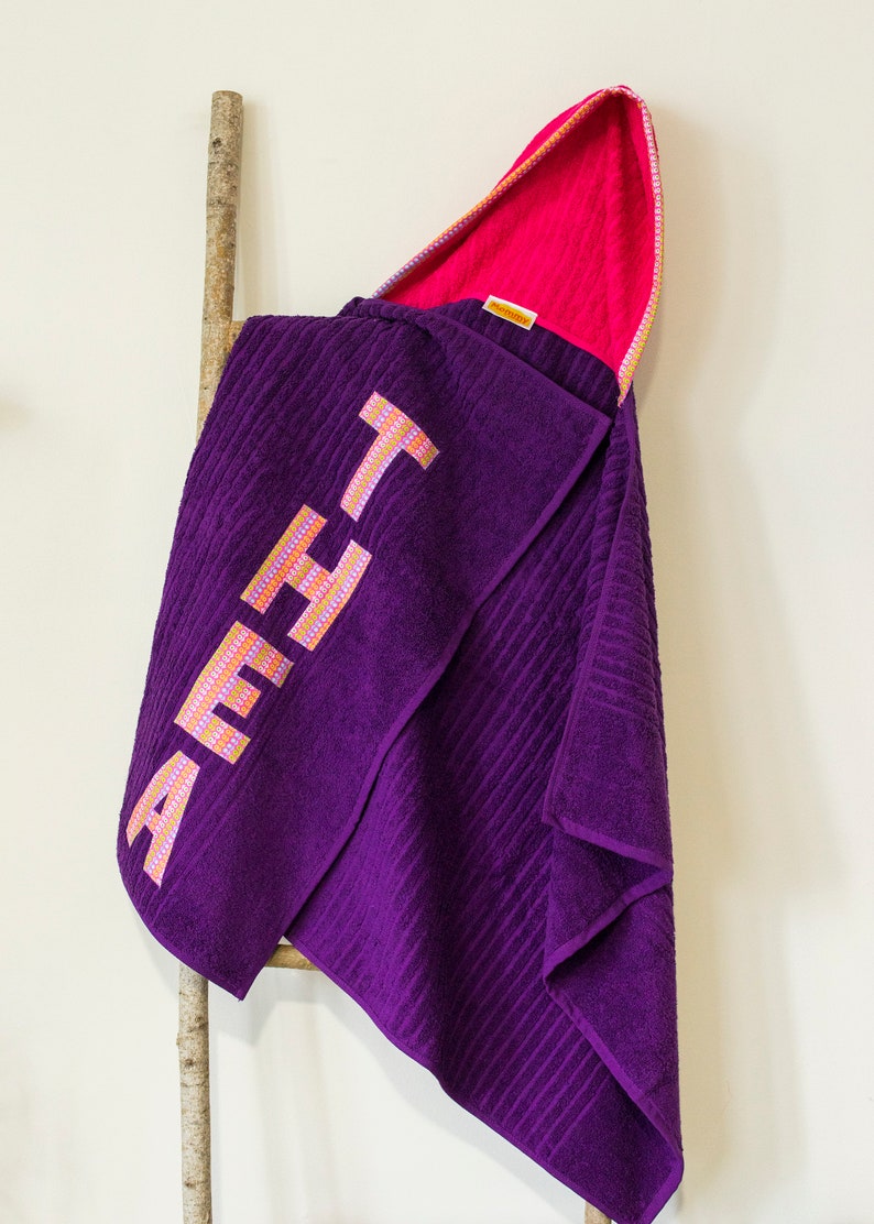 Hooded Towel Poncho Boy or Girl print Bath or beach towel Purple /& Bright Pink Kids hooded towel. your choice