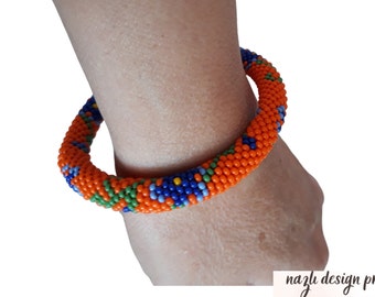 Handmade Orange Beaded Bracelet - Metal-Free, Unique Gift Bracelet, Women bracelet