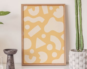 Hand Drawn Abstract Shapes Poster, Large Digital Downloadable Prints, Printable Wall Art, Flowers, Minimal Boho, Modern, Aesthetic Style