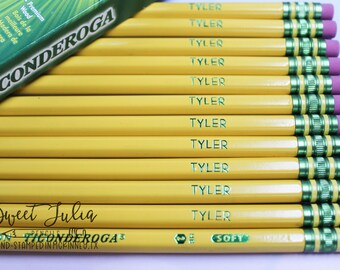Ticonderoga Yellow Pencils, Personalized Yellow Pencils, Custom Pencils, Stamped Pencils, Teacher Gifts, School Pencils.