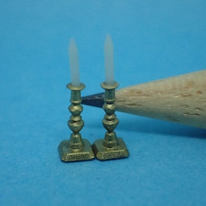 Victorian &#39;brass&#39; candlesticks, 1/48th scale
