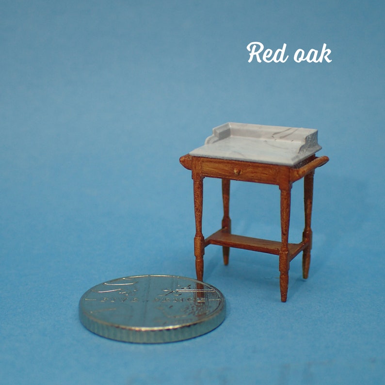 Washstand, 1/48th scale Red oak/grey marble