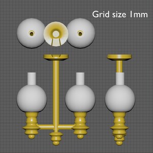 May include: A gold-colored chandelier with three white glass globes. The chandelier has a central stem and three arms, each with a globe at the end. The globes are round and have a small opening at the top. The chandelier is designed to be hung from the ceiling.