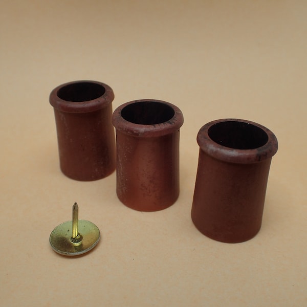 Set of 3 miniature chimney pots, "roll top" style, 1/24th scale