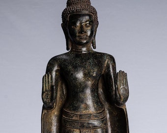 Buddha Statue - Antike Khmer Stil Bronze Stehende Abhaya Schutz Buddha Statue - 50cm/20"