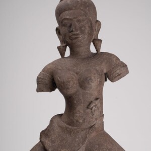 Apsara Statue - Antique Khmer Style Stone Bayon Apsara or Angel Statue - 64cm/26&quot;