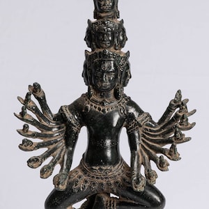 ガネーシャ像 - アンティークタイスタイルブロンズ製 4 腕ガネーシャ