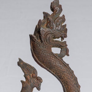 Naga Statue - Antique Thai Style Bronze Protective Naga, Snake or Serpent Statue - 31cm/12&quot;
