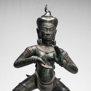 Antique Khmer Style Baphuon Bronze Dancing Apsara or Angel Statue - 85cm/34&quot;