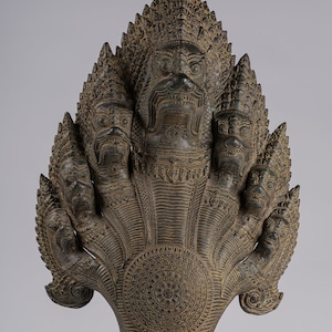 Naga Statue - Antique Khmer Style Bronze Protective Naga, Snake or Serpent Statue - 92cm/37&quot;
