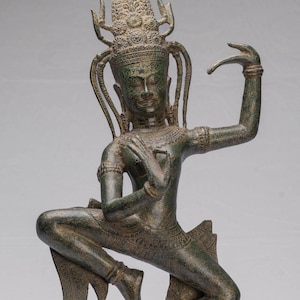 Antique Khmer Style Angkor Wat Bronze Dancing Apsara or Angel - 58cm/23&quot;