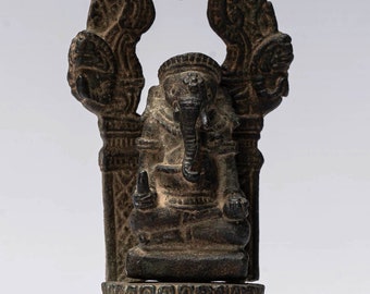 ガネーシャ像 - アンティークタイ風 ブロンズ製 ガネーシャ座像 - 11