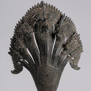 Naga Statue - Antique Khmer Style Bronze Protective Naga, Snake or Serpent Statue - 57cm/23&quot;