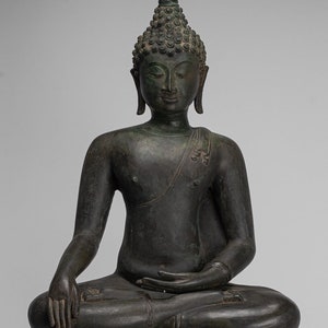 Große Buddha Statue - Antike Thailändische Bronze Chiang Saen Erleuchtung Buddha Statue - 80cm