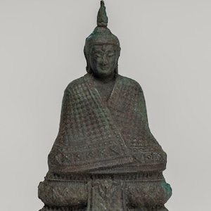Buddha Skulptur - Antike Thai Bronze Sitzende Meditation Winter Buddha Statue - 12,5 cm