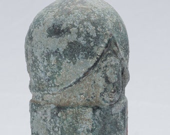 Antique Khmer Style Verdigris Bronze Shiva Linga / Lingnum & Yoni - 22cm/9"