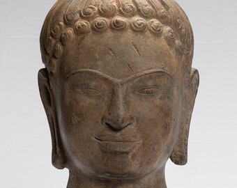 Antique Buddha Statue - Antique 7th Century Style Khmer Stone