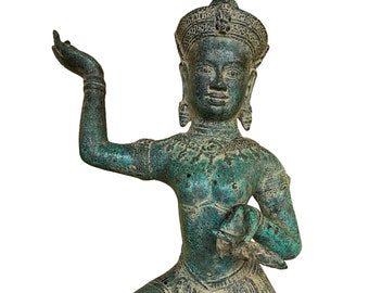 Antique Khmer Style Angkor Wat Bronze Standing Apsara or Angel - 54cm/22&quot;