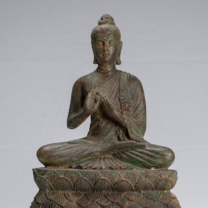 Indian Buddha Statue - Antique Gandhara Style Bronze Teaching Buddha Statue - 35cm/14&quot;