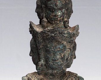 Bodhisattva - Antique Baphuon Style Mounted Bronze Hevajra Statue - 33cm/13&quot; Tall