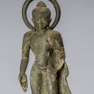 Buddhastaty - Mästerverk Antik Indonesisk Bronsstil Javanesisk Undervisande Buddha - 42 cm/17"