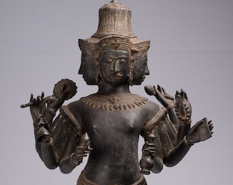 Brahma Statue   Antique Khmer Style Koh Ker Standing Bronze Brahma   Hindu God Creation   97cm/39&quot;