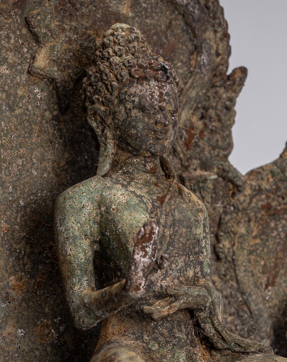仏像 - アンティーク インドネシア スタイル ブロンズ ジャワ守護仏像