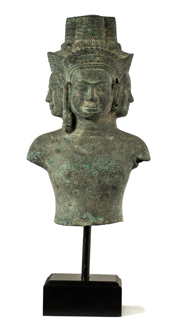 Statuette APSARA TÄNZER MIT BELL ANGKOR VAT Khmer Messing Kambodscha Asien