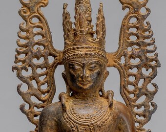 仏像 - アンティーク ビルマ スタイル ブロンズ シャン 悟り 座像 仏像