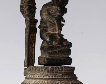 ガネーシャ像 - アンティークタイ風 ブロンズ製 ガネーシャ座像 - 11