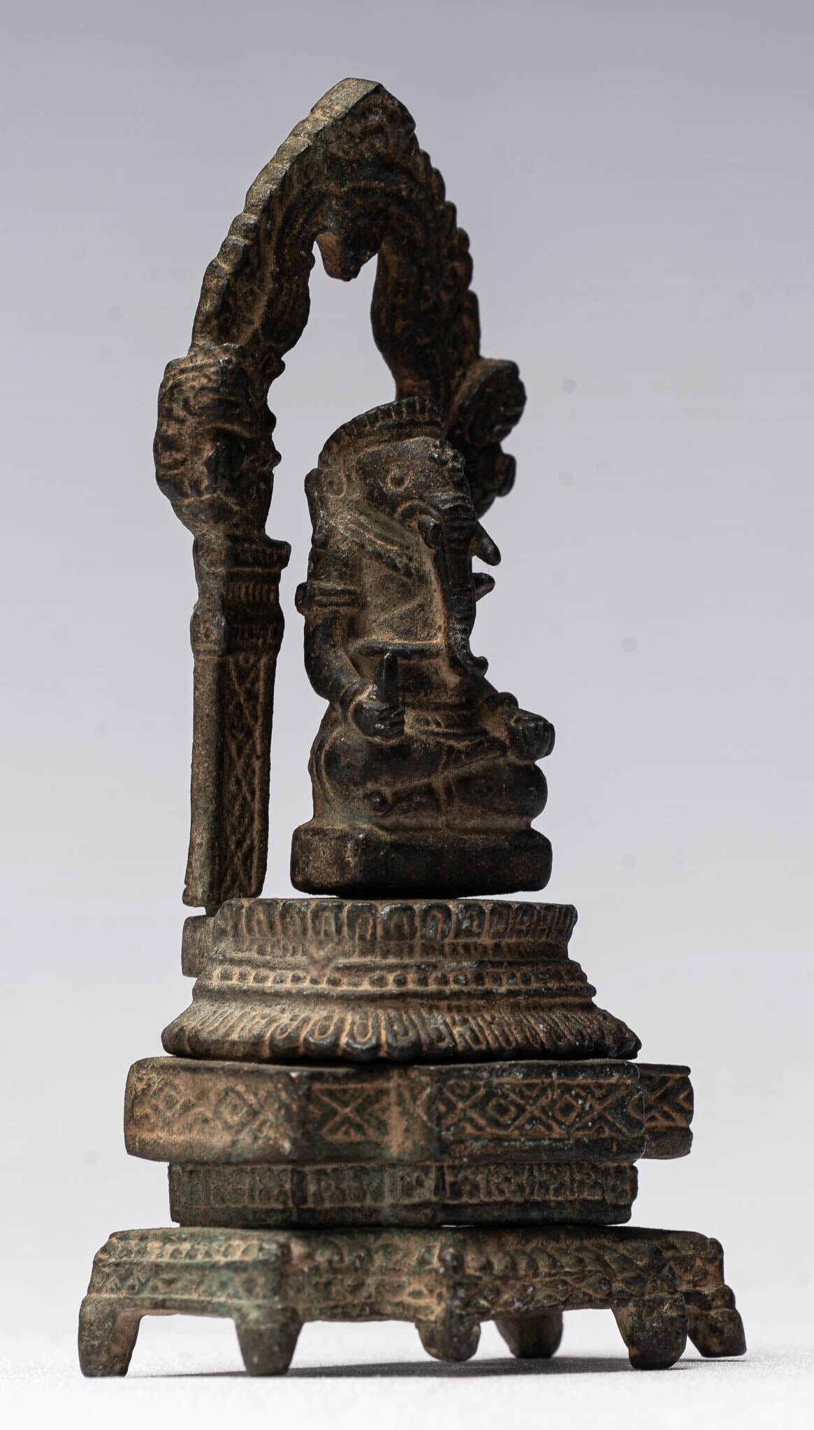 ブロンズ ガネーシャ像 約15cm 古代？ ガネーシャ像 - アンティークタイ風 ブロンズ製 ガネーシャ座像 - 11