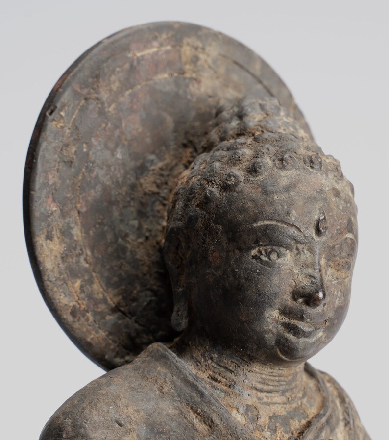 Buddha Statue Antique Indonesian Style Standing Bronze Etsy