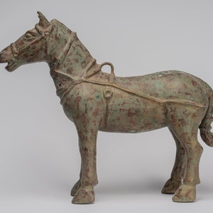 Horse Statue - Antique Chinese Style Standing Bronze Horse - 39cm/16&quot; Tall