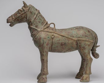 Horse Statue - Antique Chinese Style Standing Bronze Horse - 39cm/16&quot; Tall