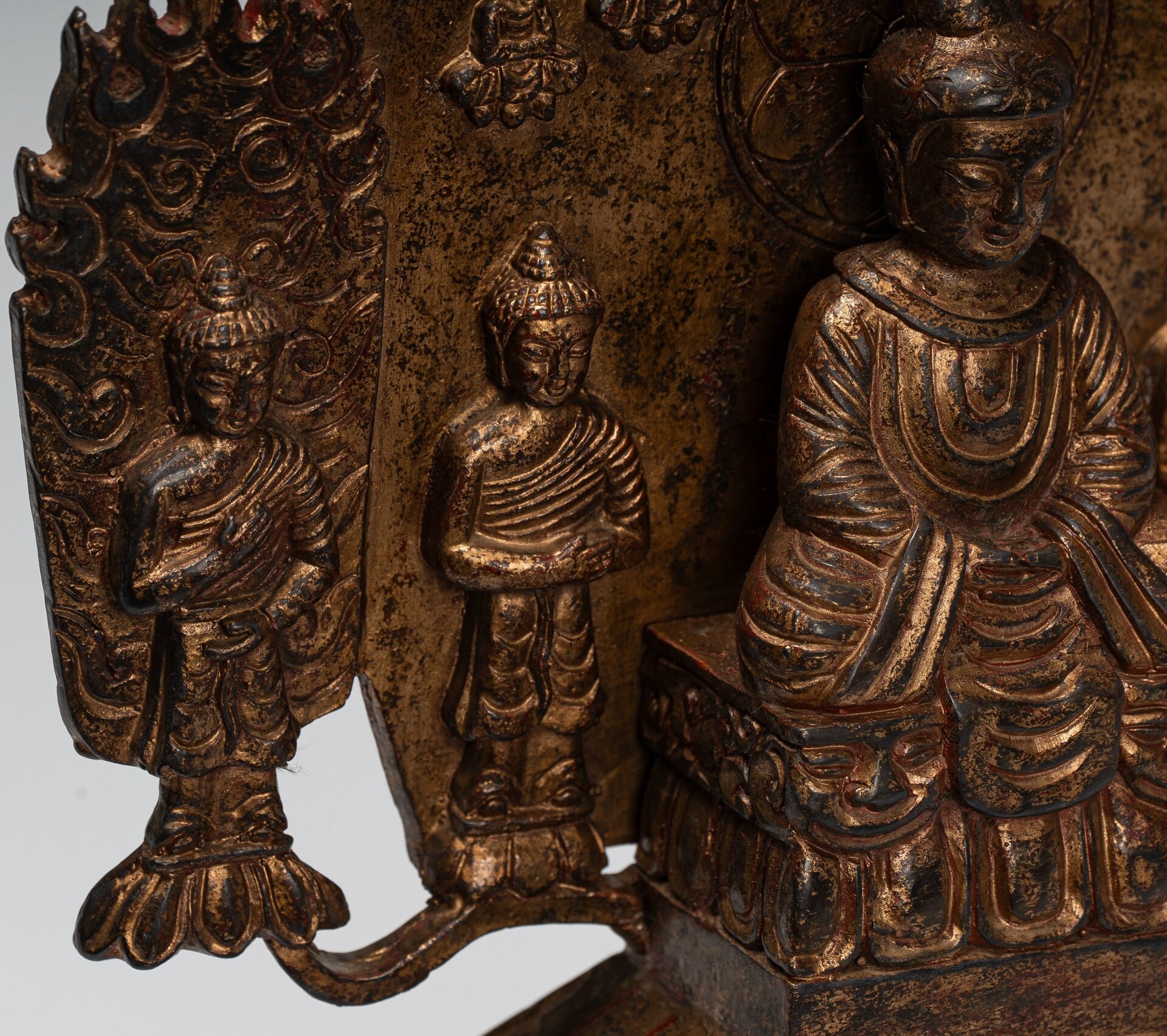 日本の仏像 - アンティークな日本風瞑想阿弥陀仏像 - 25 cm/10