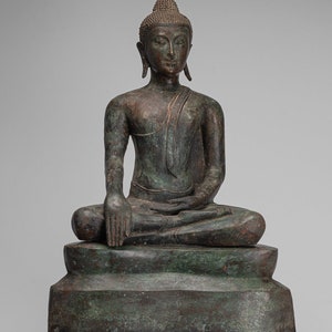 Buddha Statue - Antique U Thong Style Bronze Enlightenment Buddha Statue - 88cm/35&quot;