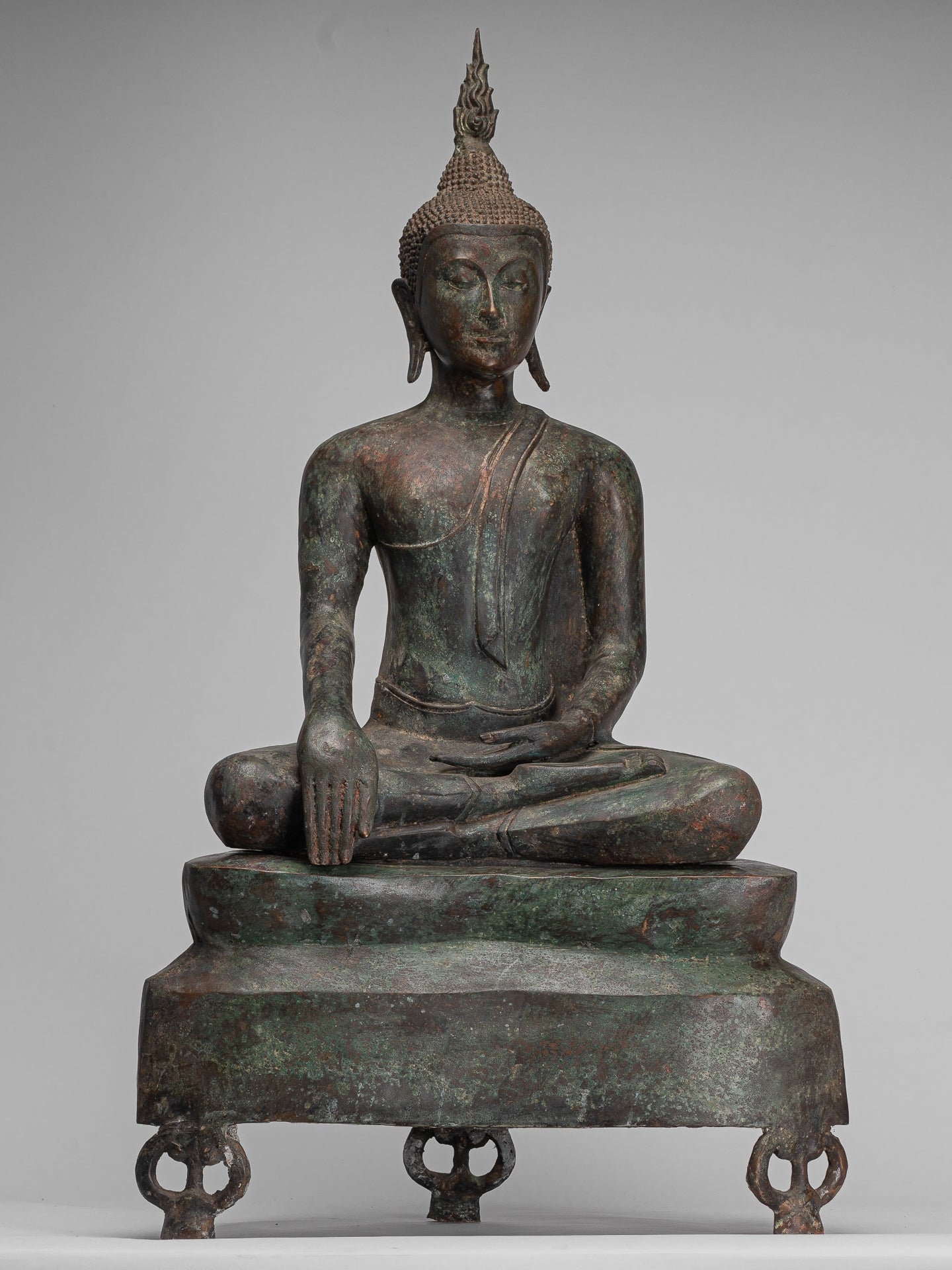 インドアンティーク仏像 仏像 - アンティーク U 字型ブロンズ悟りの仏像 - 88 cm/35