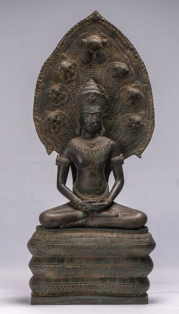(中古品）タイ　ブロンズ像　仏像美術　置物 3点セット 中古品）タイ ブロンズ像 仏像美術 置物 3点セット