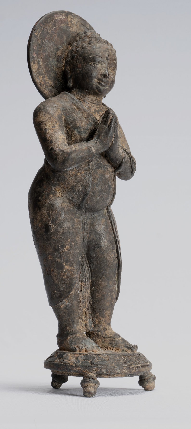 Buddha Statue Antique Indonesian Style Standing Bronze Etsy