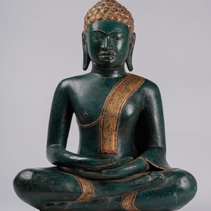 Buddha Statue - Antike thailändische Stil sitzende Bronze Dvaravati Meditation Buddha Statue - 60cm