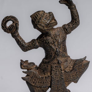 Antique Khmer Style Bayon Hindu God Hanuman Statue - 25cm/10&quot; Tall