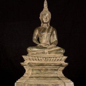 Buddha Statue - Antike Laos Stil Bronze Sitzende Meditation Buddha Statue - 56 cm